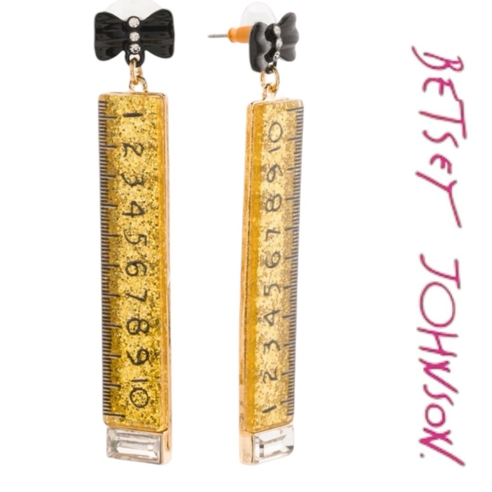 Betsey Johnson Ruler Drop Earrings